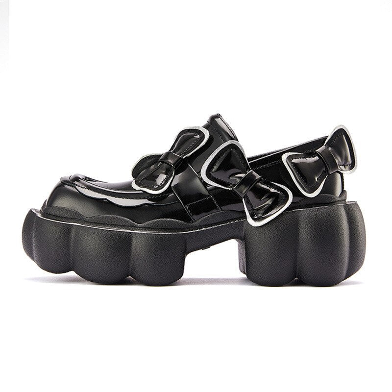woloong Womens Lolita Flowers Bowknot Gothic Punk Shoes Creepers Pumps Japanese Harajuku Platform Girls Round Toe New