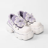 woloong Womens Lolita Flowers Bowknot Gothic Punk Shoes Creepers Pumps Japanese Harajuku Platform Girls Round Toe New