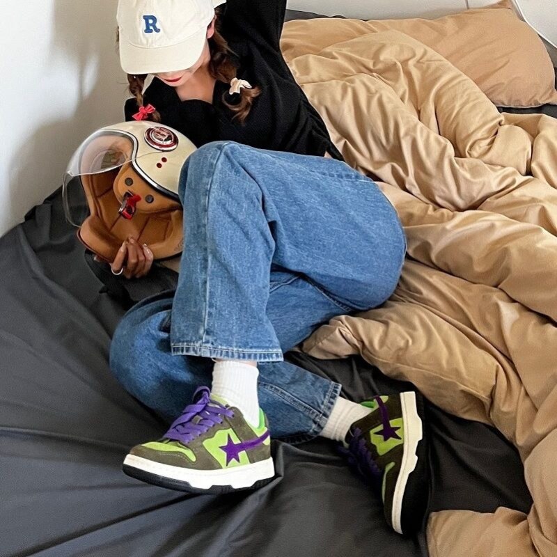 Y2k Star Shoes Women Harajuku Flats Running Casual Sneakers Sports Fashion Autumn Korean Designer Green Shoe New In