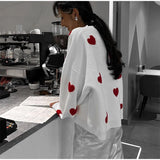 Love Embroidery Women's Knitting Sweaters Sweet Chic Long Sleeved O-neck Pullovers  New Female Casual Fashion Sweater