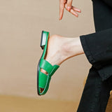 New Women Sandals Rome Style Mules Casual Slippers Spring Summer Low Heels Genuine Leather Shoes Woman Fashion Concise