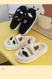 woloong New Design Women Winter House Furry Slippers Couple Fluffy Fur Home Slides Flat Indoor Floor Shoes Ladies Cute Flip Flops