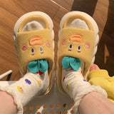 woloong  Four Season Home Non Slip Thick Sole Mute Hemp Cotton Women Slippers Cute Cartoon Shape Men Indoor Shoes New Arrival