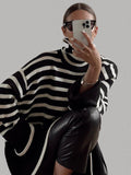 Winter Women’s Long Sleeves Knit Sweater Turtleneck Striped Print Loose Pullover Tops New Autumn Oversized Sweater
