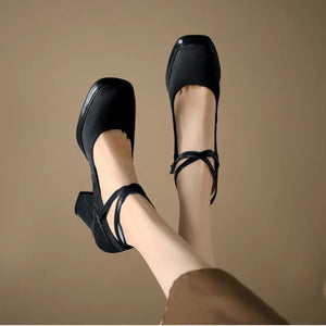 Spring and Autumn Fashion New Buckle Comfortable Solid Color Square Toe Sexy Banquet Women's High Heels Zapatos