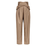 woloong Casual Irregular Trousers For Women High Waist Lace Up Button Straight Slim Pants Female Autumn Fashion New
