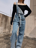Vintage Denim Overalls for Women Baggy Jeans Spring Summer Casual Jumpsuits High Waist Straight Trousers Cargo Pants Female