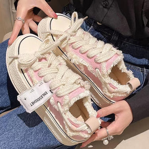 goosudu  Small Fragrance Canvas Shoes Women Thin Spring New Ins Tide Korean Version Beggar Shoes Small White Shoes Skateboard Shoes