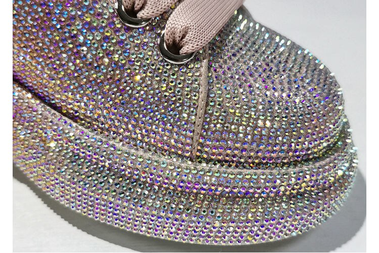 Autumn Leather Women Shoes New Style Fashion Pink Platform Shoes Ins Platforms Sneakers Tide Shine Bling Rhinestone Shoes