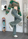 Flare Jeans Women Skinny High Waist Aesthetic Y2k Clothes Denim Trousers Vintage Washed Retro Mopping Korean Fashion Street New