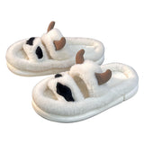 woloong New Design Women Winter House Furry Slippers Couple Fluffy Fur Home Slides Flat Indoor Floor Shoes Ladies Cute Flip Flops
