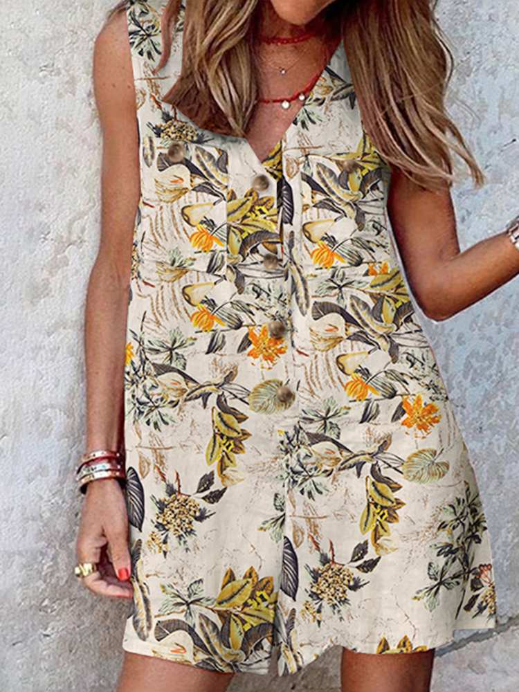 goosudu  Stylish Women V Neck Sleeveless Rompers Summer Jumpsuits Short Playsuits Casual Solid Loose Beach Overalls Oversized
