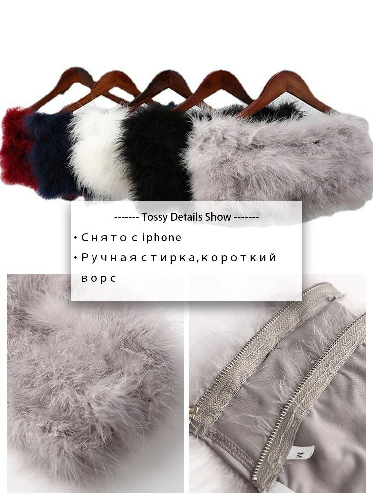 Fur Feather Strapless Tube Tops For Women Party Fashion Bustier Cute Top Y2k Club New Sexy Mini Fluffy Corset Top