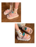 woloong  Four Season Home Non Slip Thick Sole Mute Hemp Cotton Women Slippers Cute Cartoon Shape Men Indoor Shoes New Arrival