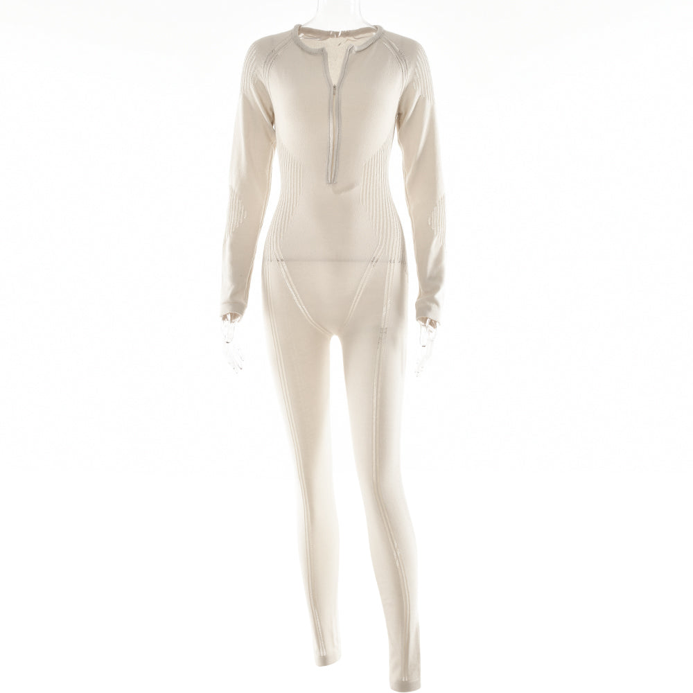 goosudu Knitted Rompers Women Jumpsuit Stretch Hollow Out Zipper Sexy Summer Jumpsuits Club Outfits Women One Piece Overalls