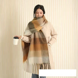 Thick Warm Winter Scarf  New Women Plaid Design Pashmina Shawls Cashmere Shawl Lady Wrap Tassel Scarves Knitted Men Foulard