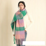Thick Warm Winter Scarf  New Women Plaid Design Pashmina Shawls Cashmere Shawl Lady Wrap Tassel Scarves Knitted Men Foulard