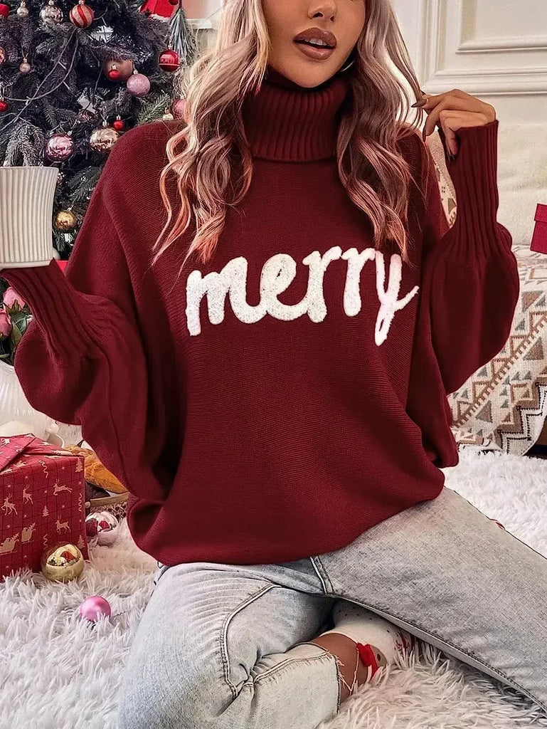 Knitted Women Turtleneck Sweater Loose Pullover Female Jumper Elegant Winter Warm Autumn New Year Trendy Christmas Sweater New Year