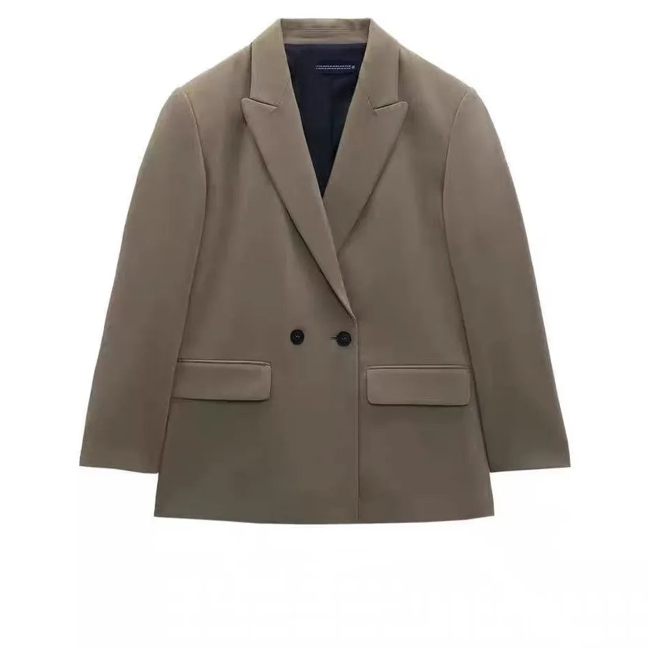 Spring/Summer  New Commuting Loose Leisure Fashion Suit Lapel Loose Double Breasted Blazer