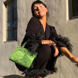 Sleepwear for Women New Cute Silk Cotton Light Luxury Ostrich Wool Pajamas Two-Piece Set Solid Color Home Suit