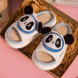 woloong  Four Season Home Non Slip Thick Sole Mute Hemp Cotton Women Slippers Cute Cartoon Shape Men Indoor Shoes New Arrival