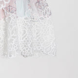 woloong  Sweet Patchwork Lace Set For Women Stand Collar Long Sleeve Shirt High Waist Skirt Print Sets Female Fashion New