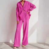 Cotton Women's Home Clothes Loose 2 Piece Sets Long Sleeve Sleepwear Female Casual Trouser Suits Autumn Pajamas