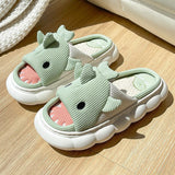 woloong  Four Season Home Non Slip Thick Sole Mute Hemp Cotton Women Slippers Cute Cartoon Shape Men Indoor Shoes New Arrival