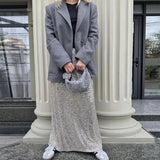 Sequin Female Sexy Maxi Skirt Summer Fashion Glitter High Waist Loose Elegant Club Long Skirt Sparkle Women Long Skirt New