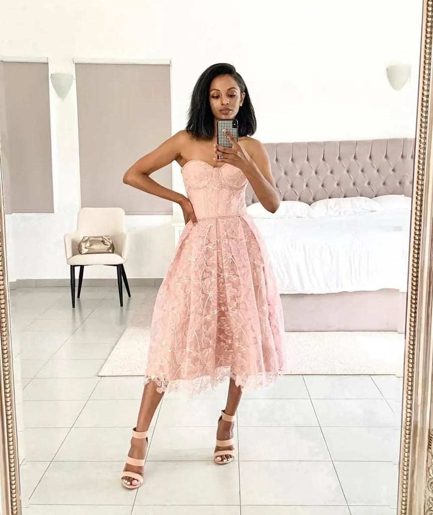 goosudu 2024 New Dinner Women Tight Top Dress Sexy Embroidered Lace Dress Vintage Dress Wedding Dresses Streetwear Sexi Night Dress Hot