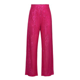 Silver Sequin Female Trousers High Waist Casual Luxury Party Outfit Trousers Fashion High Street Sparkle Straight Legg New