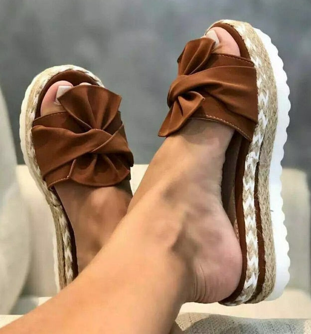 New Womens Slipper Fish Mouth Thick Bottom Casual Wedges Sandals Stylish Comfortable Flat Mules Plus Size Zapatilla Mujer