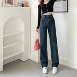 High Waist Wide Leg Jeans for Women Korean New High Street Loose Trousers Blue-gray Straight Denim Pants Women S-XL