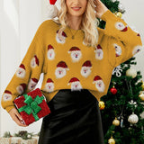 Ladies Cute Sweater Autumn/Winter New O-Neck Lantern Sleeve Loose Knitted Tops Traf Pullover Father Christmas Sweaters New Year