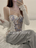 Lace Sexy Camisole Women's Summer  French Lace Bodysuit Floral Embroidery Basic Tops Female Korean Style Beach Y2k Blouse