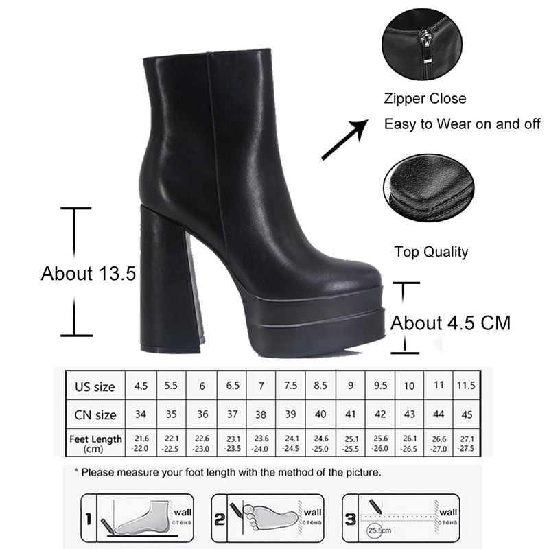 woloong New Ankle Boots Women Quality Platform Boots Female Fashion Short Boot Black Chunky High Heel Women Shoes Big Size 41