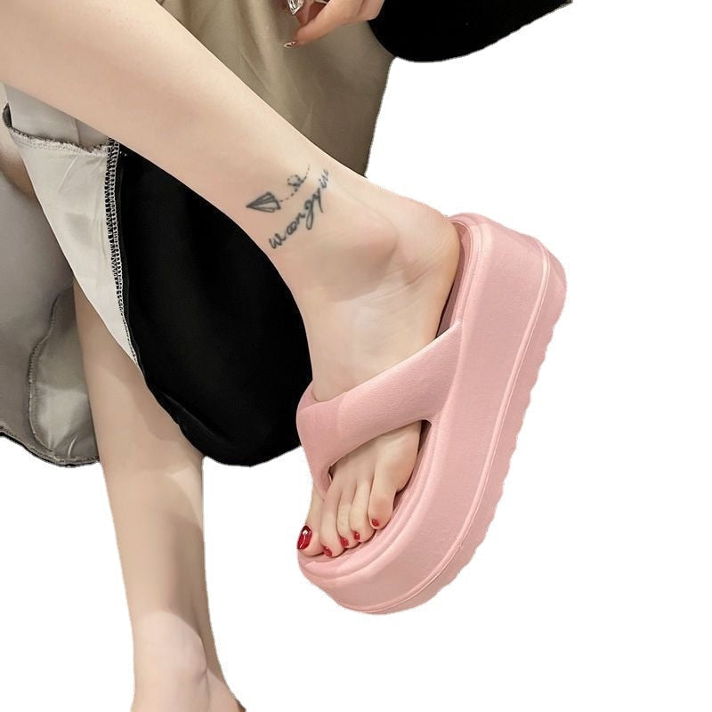 7cm Thick Women Flip Flops New Split Toe Muffin Platform Slippers High Summer Flat Slippers Casual EVA Sole Thick Slippers