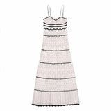 Summer New Dress Women's Beach Style Knitted Slim Fit Slim Strap Long Dresses Color Knitted Hollow Elegant Tight Vestidos