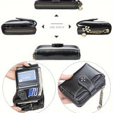 Retro Zipper Around Short Wallet, Multi Card Slots Coin Purse, Women's Buckle Credit Card Holder