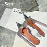 Summer New Pointed Rhinestone Odd Heel Stiletto Ladies Sun Decoration Wild Fairy PVC Transparent Crystal Shoes Kq8