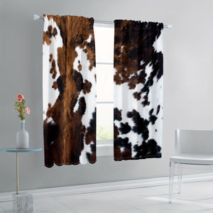 2pcs, White And Brown Cow Print Country Farm Animal Cowhide Print Funny Farmhouse Vintage Curtains, Translucent Curtains Privacy Protector Curtains Bedroom Office Living Room Decor