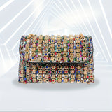 Vibrant Rhinestone Clutch Bag - Luxurious Chain Shoulder Bag with Dazzling Shiny Finish and Exquisite Glittering Details - Perfect for Stylish Women, Ideal for Glamorous Parties, Formal Prom Events, Elegant Banquets, and Evening Occasions