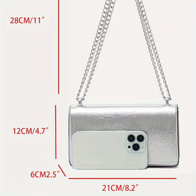 Solid Color Square Shoulder Chain Bag, All-Match Trendy Wallet, Women's Faux Leather Bag