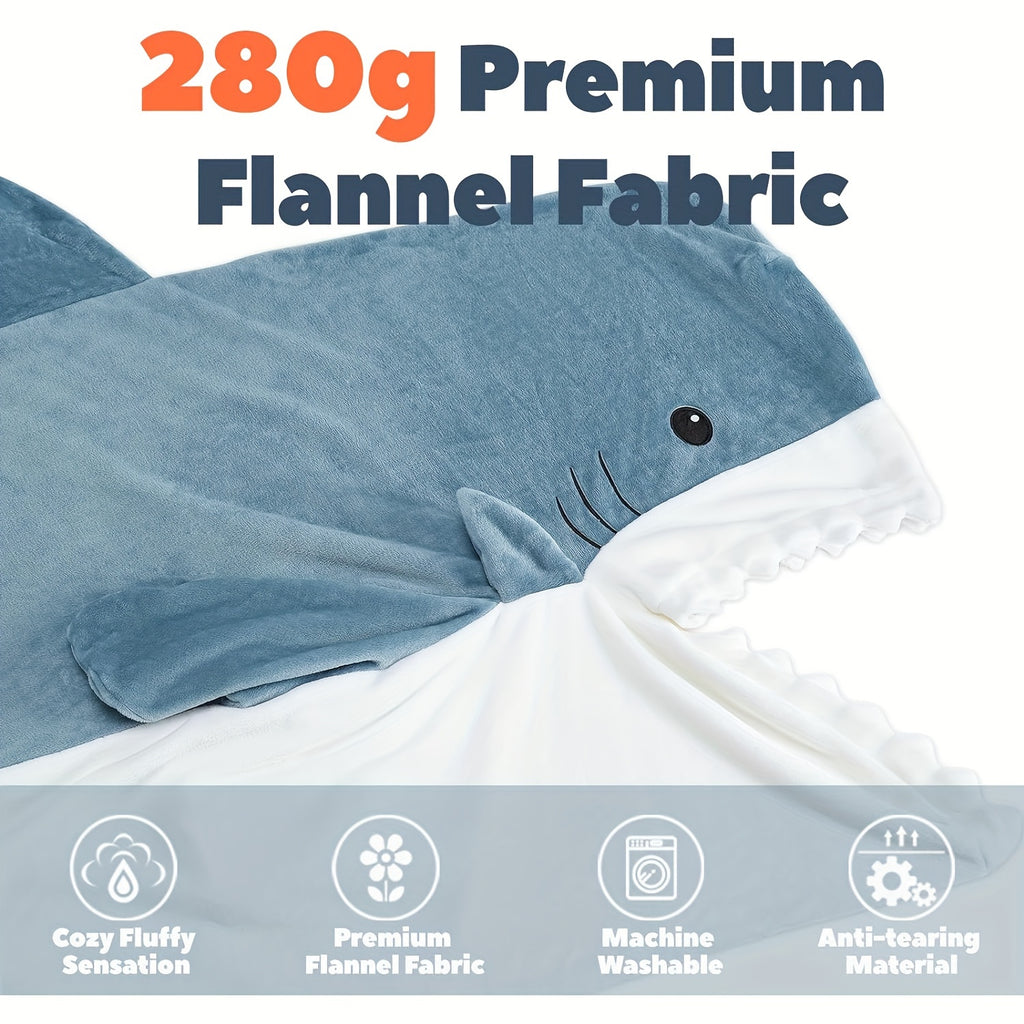 Touchat Super Soft Shark Blanket Hoodie - Cozy Flannel Wearable Throw with Cartoon Animals Design, Perfect for Sleeping, Cosplay, and Shark Lovers Gift - Unique Shark Costume Blanket for Adults