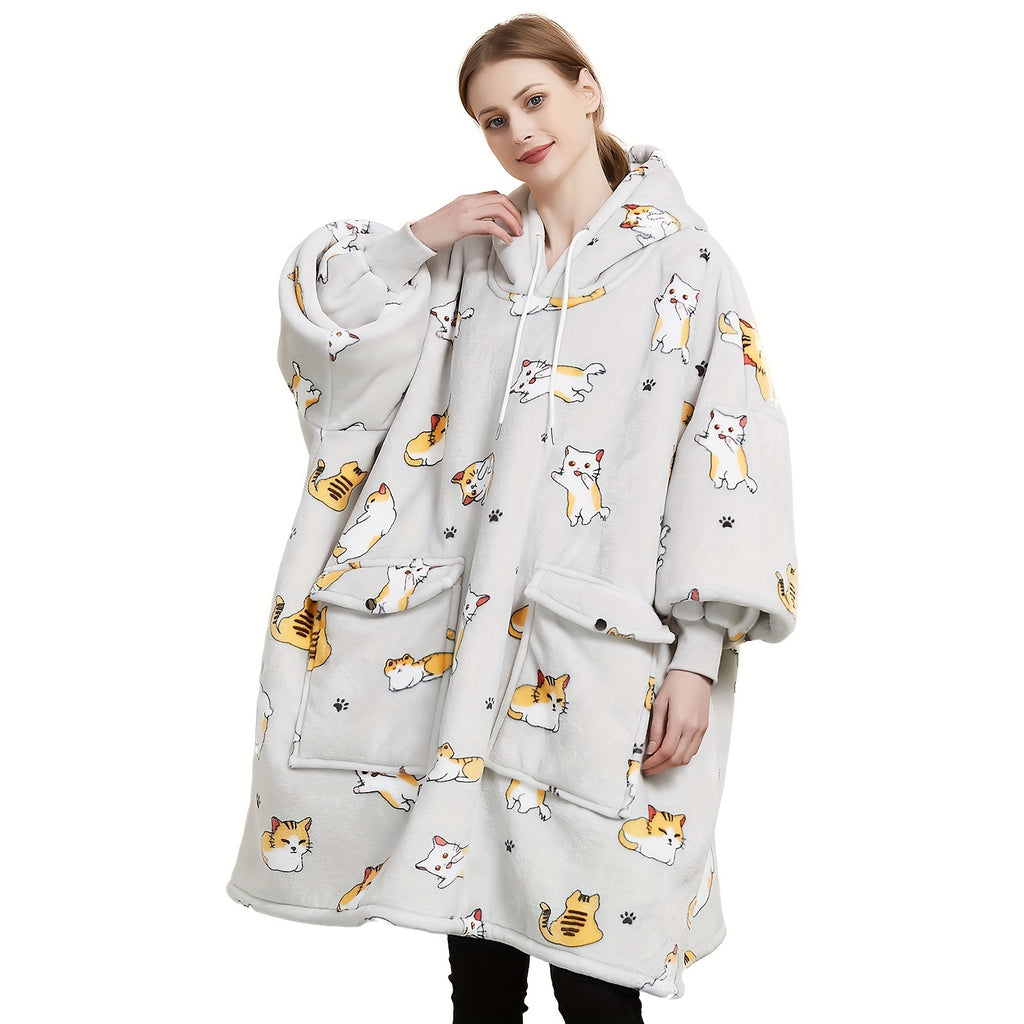 Wearable Blanket Hoodie for Adults Sherpa All Patterns Oversized Sweatshirt Blanket with Pockets Cute Birthday Gifts for Women Men