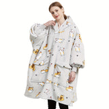 Wearable Blanket Hoodie for Adults Sherpa All Patterns Oversized Sweatshirt Blanket with Pockets Cute Birthday Gifts for Women Men