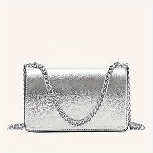 Solid Color Square Shoulder Chain Bag, All-Match Trendy Wallet, Women's Faux Leather Bag
