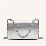 Solid Color Square Shoulder Chain Bag, All-Match Trendy Wallet, Women's Faux Leather Bag