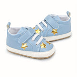 Spring and Autumn Style 0-18 Months Baby Boys and Girls Learning Shoes PU Soft Bottom Anti-slip Hook-and-loop Fastener Star Sports Shoes