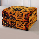 Traditional-Style Hocus Pocus Themed Flannel Throw Blanket - Soft, Machine Washable, All-Season Stain-Resistant Bedding with Pumpkin and Witch Motif for Multipurpose Use - Knitted Polyester Decoration Shawl